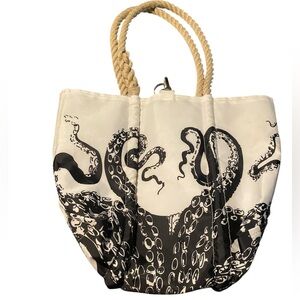 Elegant Black and White Octopus Tote Bag